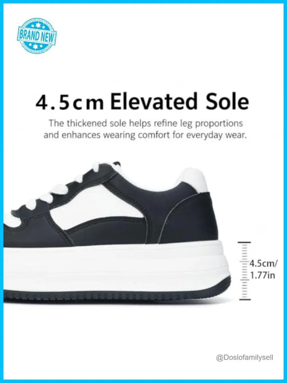 Platform Sneakers Chunky Lace-Up PU Leather Walking Casual Shoes